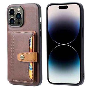 For iPhone 14 Pro Calfskin Card Slot TPU + PU Phone Case(Brown)