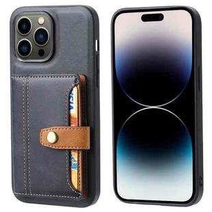For iPhone 14 Pro Max Calfskin Card Slot TPU + PU Phone Case (Black)