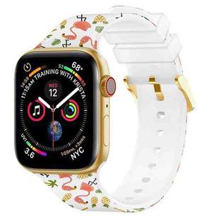Square Buckle Color Printing Watch Band For Apple Watch Series 8&7 41mm / SE 2&6&SE&5&4 40mm / 3&2&1 38mm(Flamingo 2)
