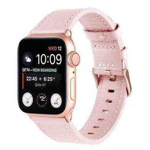 Universal Genuine Leather Watch Band For  Apple Watch Ultra 49mm / Series 8&7 45mm / SE 2&6&SE&5&4 44mm / 3&2&1 42mm(Pink)