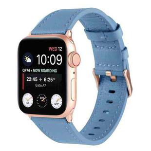 Universal Genuine Leather Watch Band For  Apple Watch Ultra 49mm / Series 8&7 45mm / SE 2&6&SE&5&4 44mm / 3&2&1 42mm(Lake Blue)