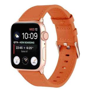 Universal Genuine Leather Watch Band For  Apple Watch Ultra 49mm / Series 8&7 45mm / SE 2&6&SE&5&4 44mm / 3&2&1 42mm(Orange)
