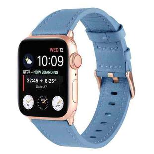 Universal Genuine Leather Watch Band For Apple Watch Series 8&7 41mm / SE 2&6&SE&5&4 40mm / 3&2&1 38mm(Lake Blue)