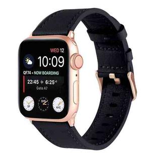 Universal Genuine Leather Watch Band For Apple Watch Series 8&7 41mm / SE 2&6&SE&5&4 40mm / 3&2&1 38mm(Black)