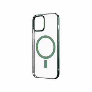 For iPhone 12 Pro Magsafe Magnetic PC Electroplating Transparent Protective Phone Case(Green)