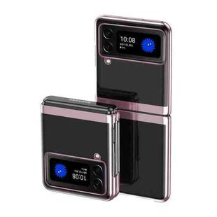 For Samsung Galaxy Z Flip4 Electroplating Transparent Shockproof Phone Case(Rose Gold)