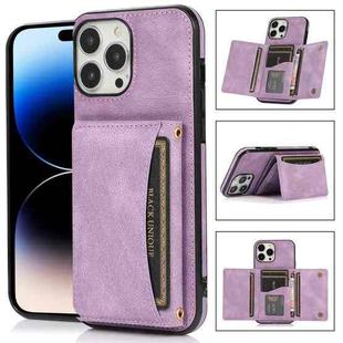 For iPhone 14 Pro Max Three-fold Leather Phone Case (Purple)