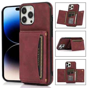 For iPhone 14 Pro Three-fold Leather Phone Case(Wine Red)