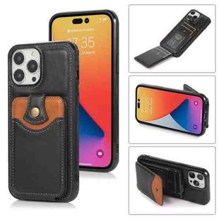 For iPhone 14 Pro Max Soft Skin Wallet Bag Phone Case (Black)