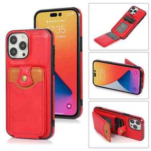 For iPhone 14 Pro Max Soft Skin Wallet Bag Phone Case (Red)
