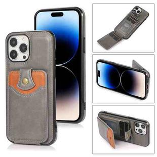 For iPhone 14 Pro Soft Skin Wallet Bag Phone Case(Grey)