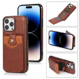 For iPhone 14 Pro Soft Skin Wallet Bag Phone Case(Brown)