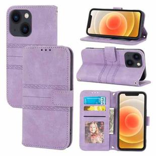 For iPhone 14 Embossed Striped Magnetic Case (Purple)