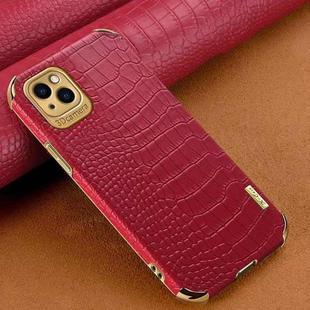For iPhone 14 Pro Max 6D Electroplating Crocodile Texture Phone Case(Red)