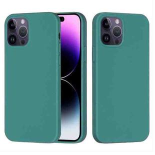 For iPhone 14 Pro Solid Color Silicone Phone Case(Pine Needle Green)