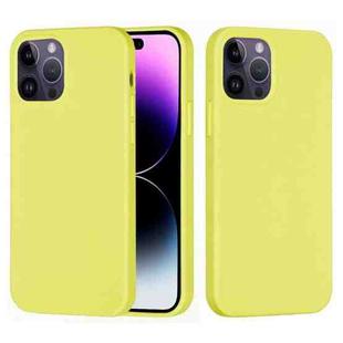 For iPhone 14 Pro Max Solid Color Silicone Phone Case (Lemon Yellow)