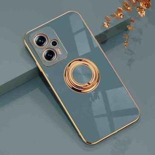 For Xiaomi Redmi Note 11T Pro 6D Electroplating Full Coverage Silicone Protective Case with Magnetic Ring Holder(Grey)