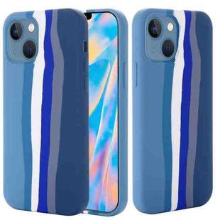 For iPhone 14 Rainbow Liquid Silicone Phone Case (Blue)