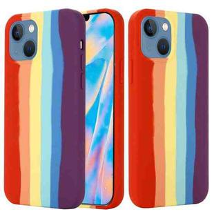 For iPhone 14 Plus Rainbow Liquid Silicone Phone Case (Red)