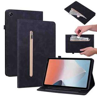 For OPPO Pad Air Skin Feel Solid Color Zipper Leather Tablet Case(Black)