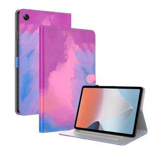 For OPPO Pad Air Watercolor Pattern Flip Leather Tablet Case(Purple Red)