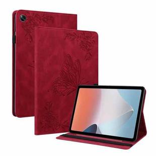 For OPPO Pad Air Butterfly Flower Embossed Leather Tablet Case(Red)