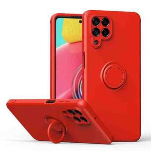 For Samsung Galaxy M53 5G Ring Kickstand Silicone Phone Case(Hawthorn Red)