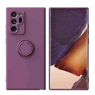 For Samsung Galaxy Note20 Ultra Ring Kickstand Silicone Phone Case(Dark Purple)