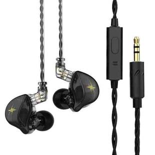 QKZ ZXT Sports In-ear Wired Control Plug HIFI Stereo Stage Monitor Earphone, Style:with Mic(Black)