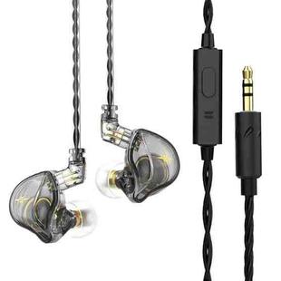 QKZ ZXT Sports In-ear Wired Control Plug HIFI Stereo Stage Monitor Earphone, Style:with Mic(Transparent Grey)