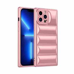 For iPhone 13 Pro Plated Down Jacket Phone Case (Rose Gold)