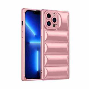 For iPhone 13 Pro Max Plated Down Jacket Phone Case (Rose Gold)