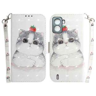 For Tecno Pop 6 No Fingerprints 3D Colored Horizontal Flip Leather Phone Case(Cute Cat)