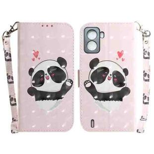 For Tecno Pop 6 No Fingerprints 3D Colored Horizontal Flip Leather Phone Case(Heart Panda)