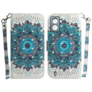 For Tecno Pop 6 No Fingerprints 3D Colored Horizontal Flip Leather Phone Case(Peacock Wreath)