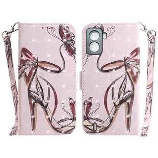 For Tecno Pop 6 No Fingerprints 3D Colored Horizontal Flip Leather Phone Case(Butterfly High-heeled)