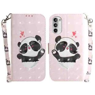 For Motorola Moto G62 5G 3D Colored Horizontal Flip Leather Phone Case(Heart Panda)