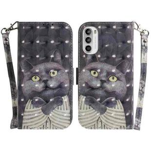 For Motorola Moto G62 5G 3D Colored Horizontal Flip Leather Phone Case(Hug Cat)