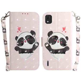 For Nokia C2 2nd Edition 3D Colored Horizontal Flip Leather Phone Case(Heart Panda)