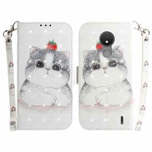 For Nokia C21 3D Colored Horizontal Flip Leather Phone Case(Cute Cat)