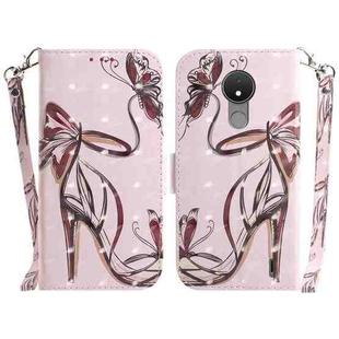 For Nokia C21 3D Colored Horizontal Flip Leather Phone Case(Butterfly High-heeled)