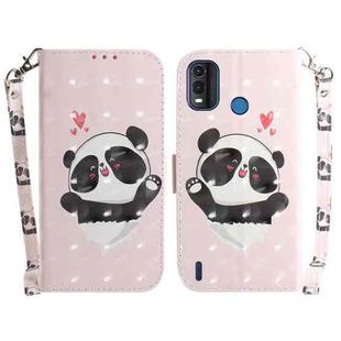 For Nokia G11 Plus 3D Colored Horizontal Flip Leather Phone Case(Heart Panda)