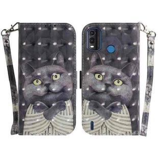 For Nokia G11 Plus 3D Colored Horizontal Flip Leather Phone Case(Hug Cat)