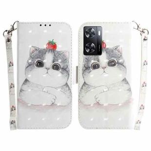 For OPPO A57 2022 4G/A57 2022 5G/Realme Q5i/Realme V23 5G/Realme Narzo 50 5G/A77 5G 3D Colored Horizontal Flip Leather Phone Case(Cute Cat)