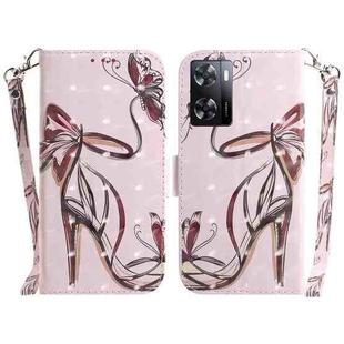 For OPPO A57 2022 4G/A57 2022 5G/Realme Q5i/Realme V23 5G/Realme Narzo 50 5G/A77 5G 3D Colored Horizontal Flip Leather Phone Case(Butterfly High-heeled)