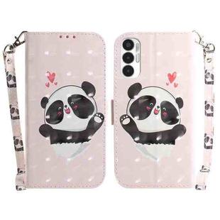 For Tecno Pova 3 LE7 3D Colored Horizontal Flip Leather Phone Case(Heart Panda)