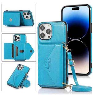 For iPhone 14 Pro Max Cross-body Card Bag Phone Case (Blue)