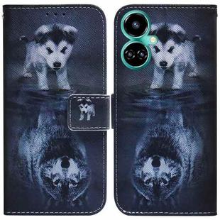 For Tecno Camon 19 Pro 5G Coloured Drawing Leather Phone Case(Wolf and Dog)