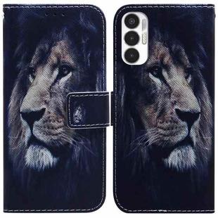 For Tecno Pova 3 LE7 Coloured Drawing Leather Phone Case(Lion)