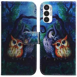 For Tecno Pova 3 LE7 Coloured Drawing Leather Phone Case(Oil Painting Owl)